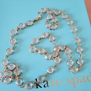 Austrian Crystal Clear Gold Plated Tone Chain Necklace Vintage Made in U.S.A.